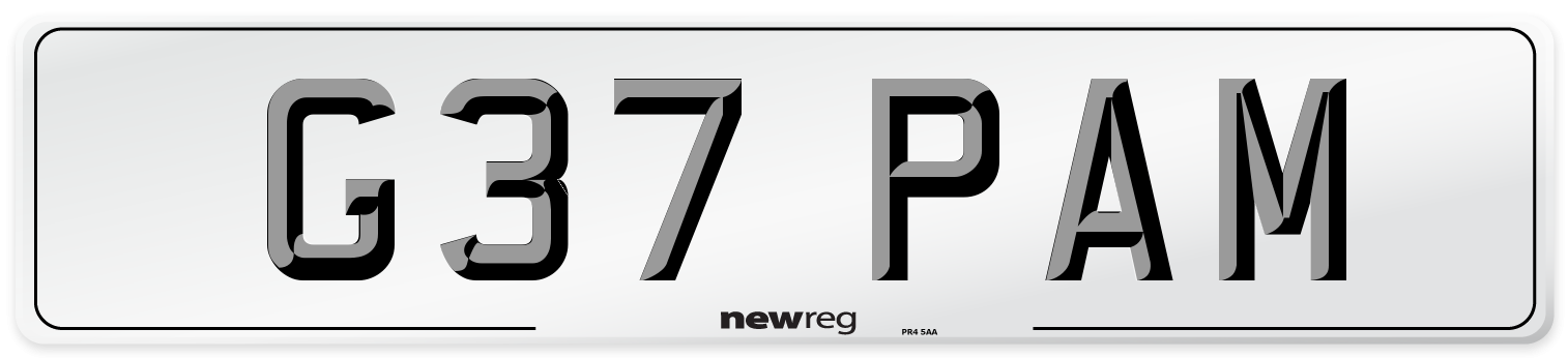 G37 PAM Number Plate from New Reg